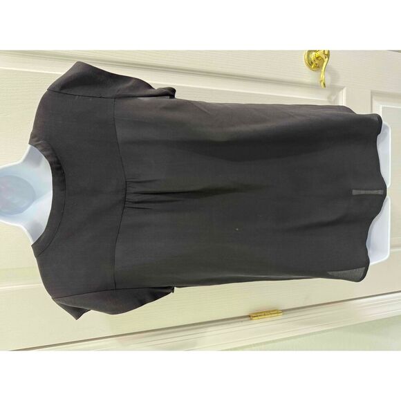 Collective Concepts Silk Black Short Sleeve Tunic Blouse Pleated Detail Medium - Picture 3 of 7
